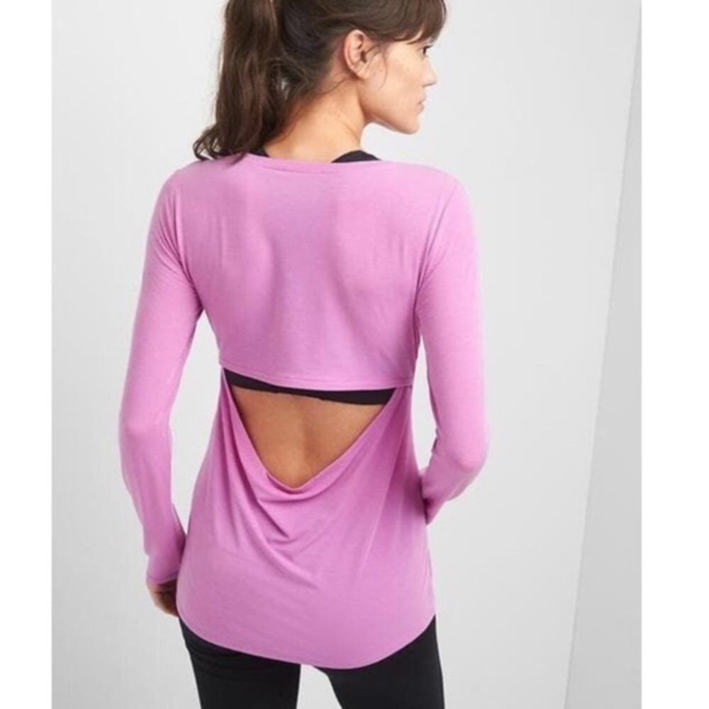 GapFit Breathe Long Sleeve Drape Back Top, Orchid